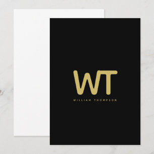 Personalized Black Gold Initials Logo Note Card