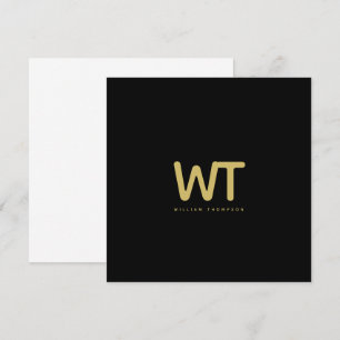 Personalized Black Gold Initials Logo Note Card