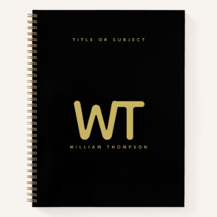Personalized Black Gold Initials Logo Notebook