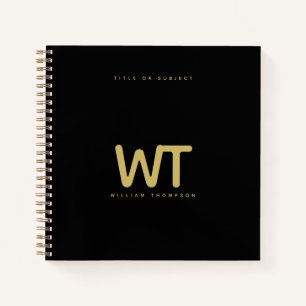 Personalized Black Gold Initials Logo Notebook