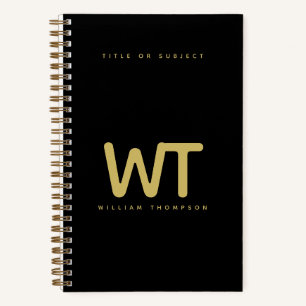 Personalized Black Gold Initials Logo  Notebook