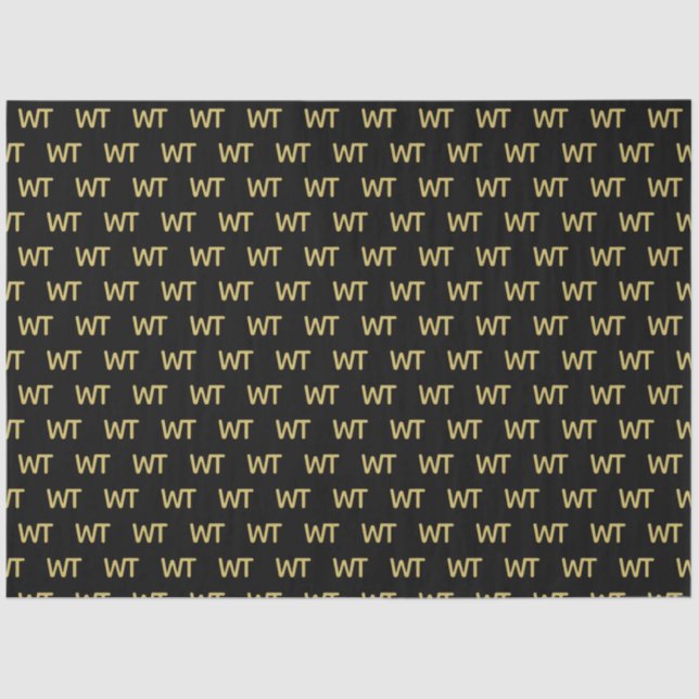 Personalized Black Gold Initials Logo Tissue Paper (Front)