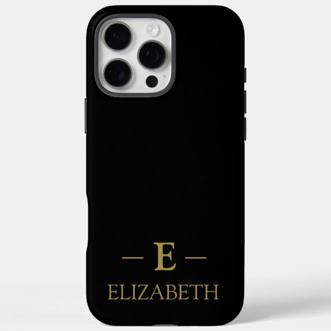 Personalized Black & Gold iPhone 16 Pro Max Case (Back)