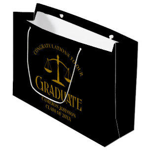 Personalized Black Gold Law School Graduation Large Gift Bag
