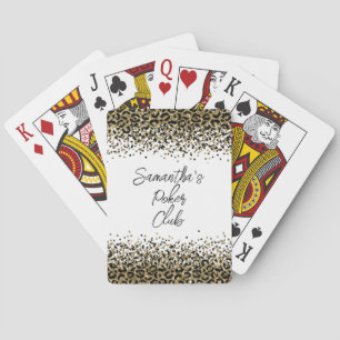 Personalized Black Gold Leopard Print Trendy Chic Playing Cards