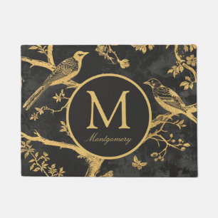 Personalized Black Gold Monogram Doormat
