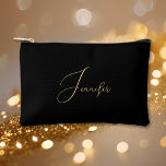 Personalized Black Gold Monogram Makeup Cosmetic Accessory Pouch<br><div class="desc">Create your own custom, personalized, beautiful modern elegant faux gold script / typography monogram monogrammed, durable Spun Polyester, mens womens black zippered cosmetic makeup toiletry bag golf beach accessory pouch. Simply type in your name / initials / monogram, to customize. Make a great gift for birthday, fathers day, mothers day,...</div>