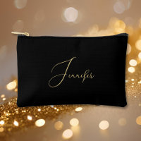 Personalized Black Gold Monogram Makeup Cosmetic