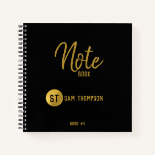 Personalized Black & Gold Monogram Notebook