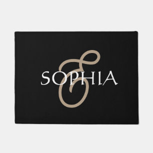 Personalized Black gold monogrammed  Doormat