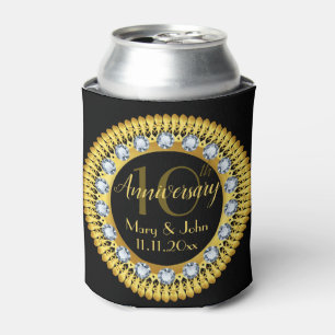 Personalized black Gold Royal Anniversary Luxury Can Cooler