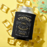 Personalized Black Gold Vintage Aged To Perfection Can Cooler<br><div class="desc">Inspired by classic whiskey label,  black and gold fun vintage aged to perfection adult birthday gift idea for men,  great for any age birthday celebration,  or other occasions. Custom it with your own text.</div>