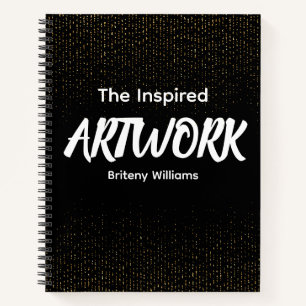 Personalized Black golden Artist Sketchbook Notebook