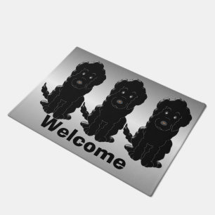 Personalized Black Goldendoodle Dog Design Doormat