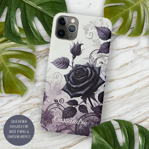 Personalized Black Gothic Rose Floral Victorian iPhone 11 Pro Max Case