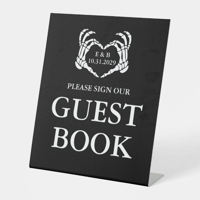 Personalized Black Gothic Wedding Sign Guest Book (Front)