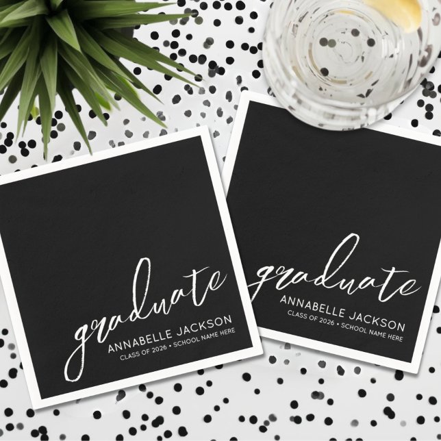 Personalized Black Graduation Napkins (Personalized Black Graduation Napkins)