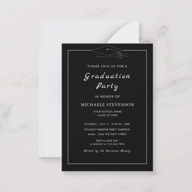 Personalized Black Graduation Party Invitation Cap (Front)
