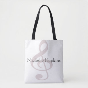 personalized black graphic musical note tote bag
