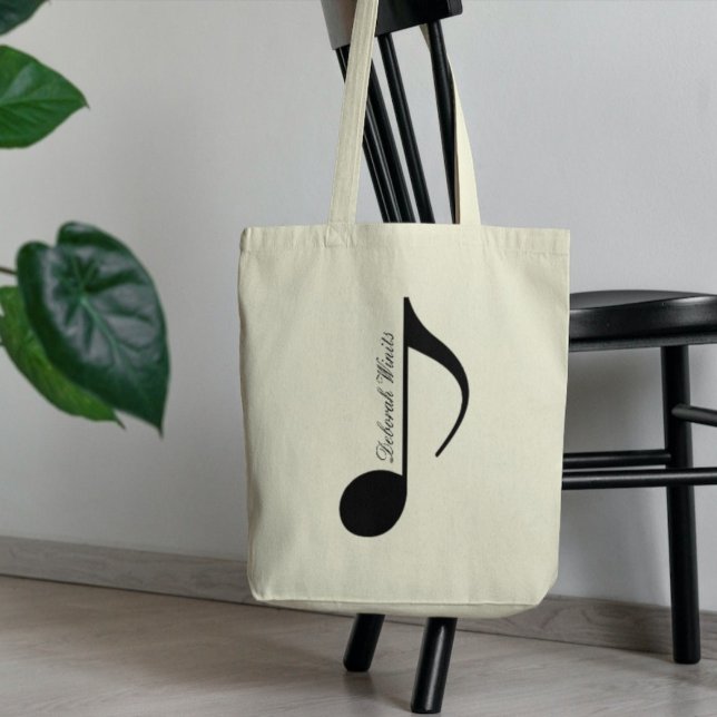 Personalized Black Graphic Musical Note Tote Bag (Creator Uploaded)