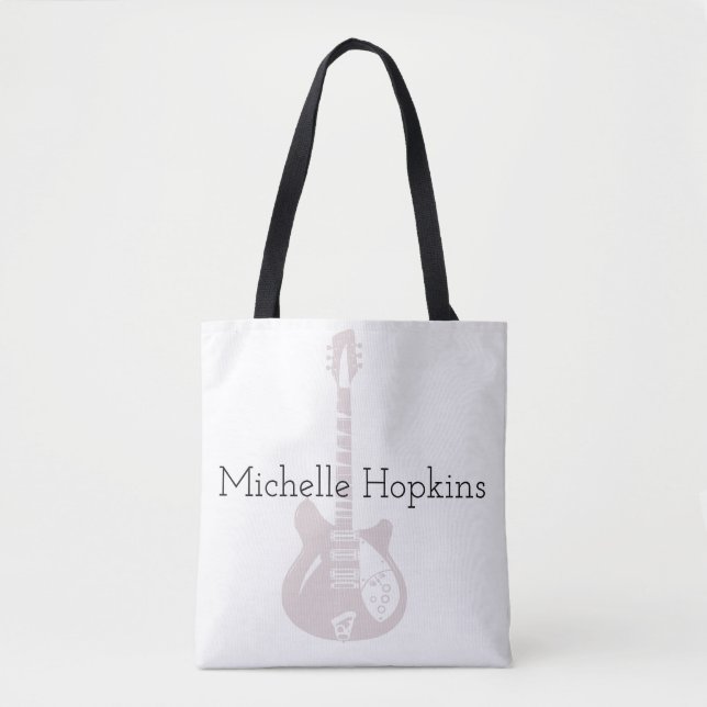 personalized black graphic musical note tote bag (Front)