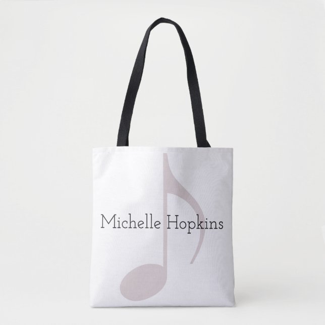 personalized black graphic musical note tote bag (Front)