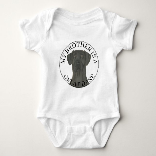 Personalized Black Great Dane Baby Bodysuit (Front)