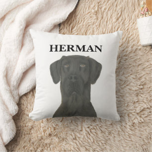 Personalized Black Great Dane Throw Pillow