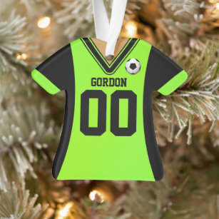 Personalized Black/Green Soccer Jersey Ornament