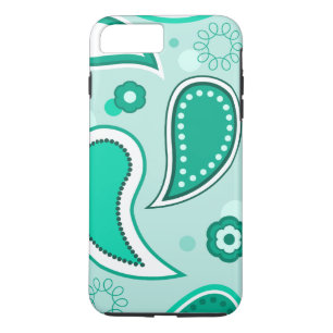Personalized Black Green & White Paisley Case-Mate iPhone Case