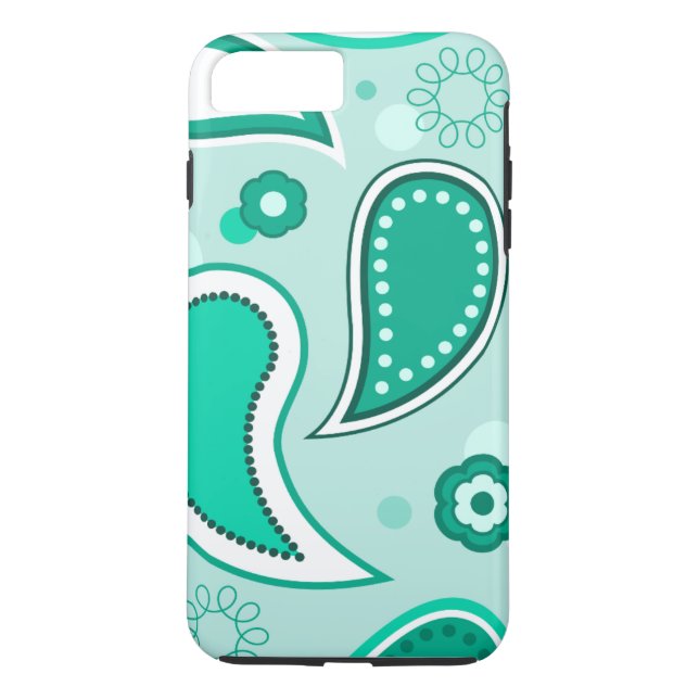Personalized Black Green & White Paisley Case-Mate iPhone Case (Back)