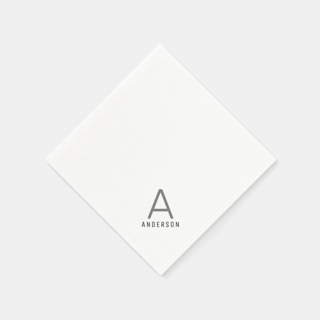 Personalized Black Grey Modern Initial Napkin (Corner)