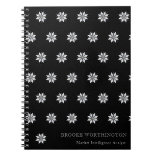 Personalized Black Grey Pattern Busines Notebook