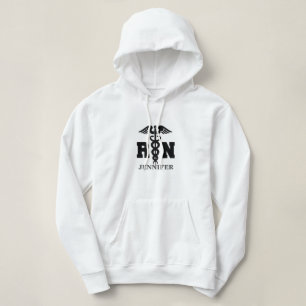 Personalized Black Grey RN Fleece Hoodie