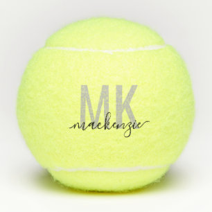Personalized Black Grey Signature Initials Tennis Balls