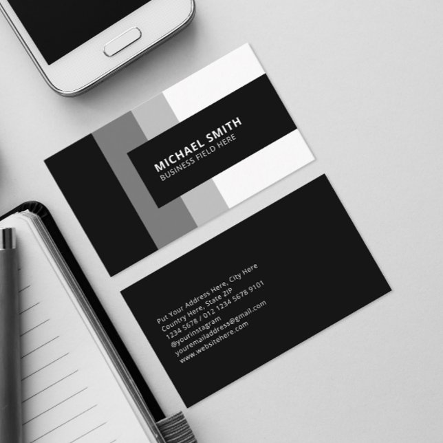 Personalized | Black & Grey Stripes Business Card (Creator Uploaded)