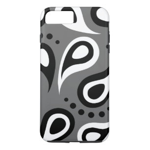 Personalized Black Grey & White Paisley iPhone 8 Plus/7 Plus Case