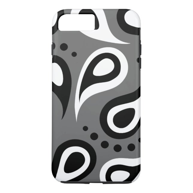 Personalized Black Grey & White Paisley Case-Mate iPhone Case (Back)