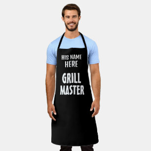 Personalized black Grill Master BBQ apron for men