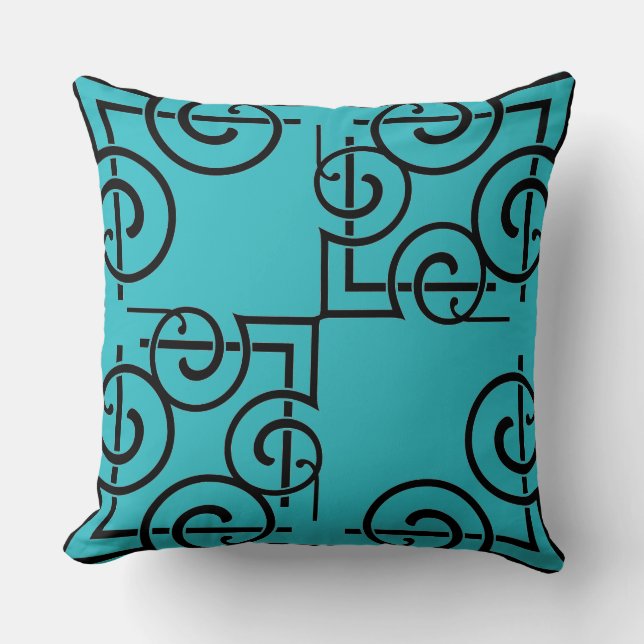 Personalized Black Grill Pattern Teal  Throw Pillow (Front)