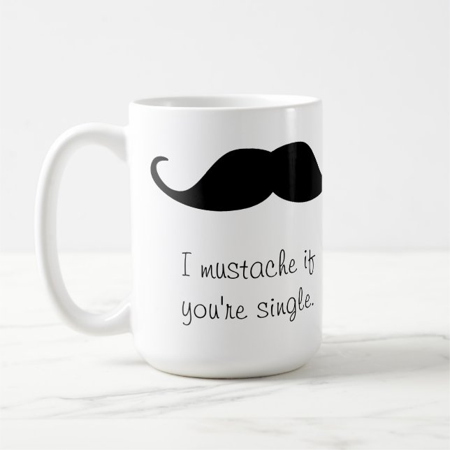 Personalized Black Handlebar Moustache Stache Mug (Left)