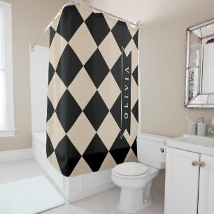 Personalized Black Harlequin Chequered Diamond