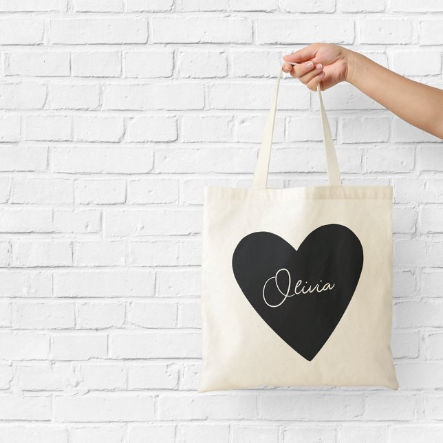 Personalized Black Heart Tote Bag (Creator Uploaded)