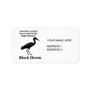 Personalized Black Heron Egret Bird Address Label