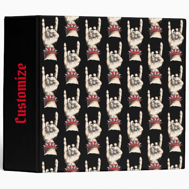 Personalized Black Horns Up  Binder (Front/Spine)