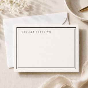 Personalized Black Ivory Double Border Card