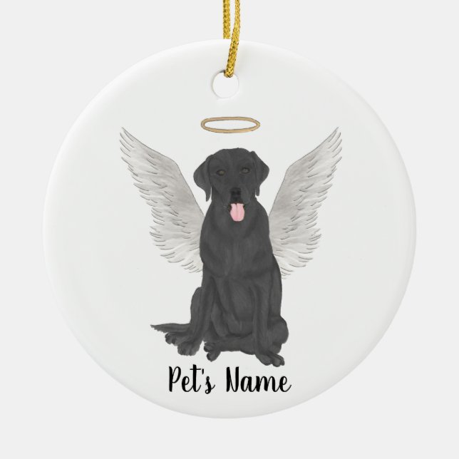 Personalized Black Lab Bereavement Ceramic Ornament (Front)