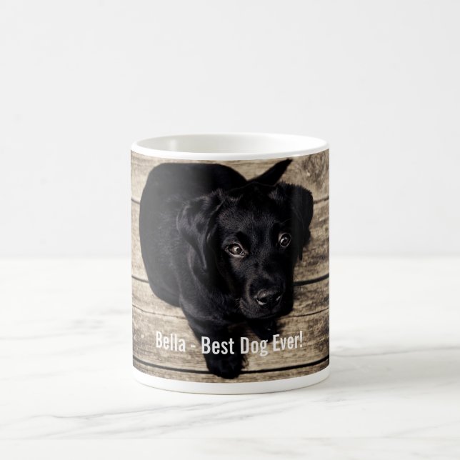 Personalized Black Lab Dog Photo and Dog Name Coffee Mug (Center)