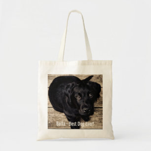 Personalized Black Lab Dog Photo and Dog Name Tote Bag