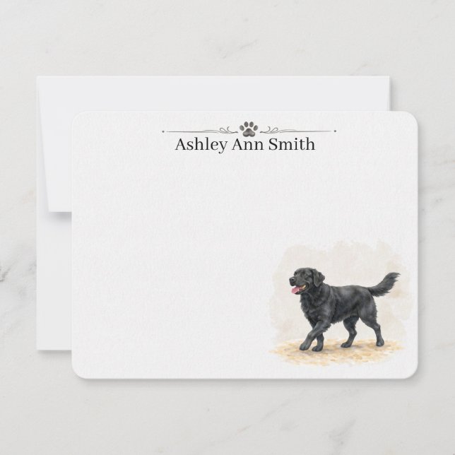 Personalized Black Lab Flat Note Card Stationery (Front)